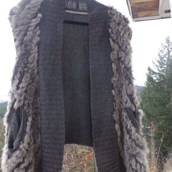 Real Fur& Wool Vest Twelfth Street By Vincent - Picture 6 of 8